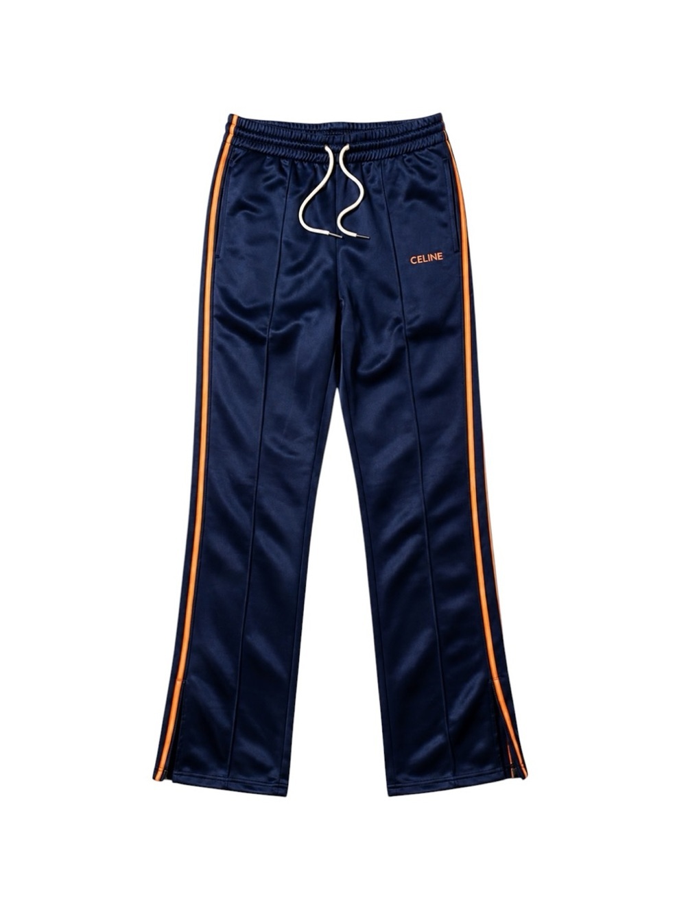 $1350 CELINE Double Jersey Vintage Track Pants Navy Orange Stripe S Made In Ital